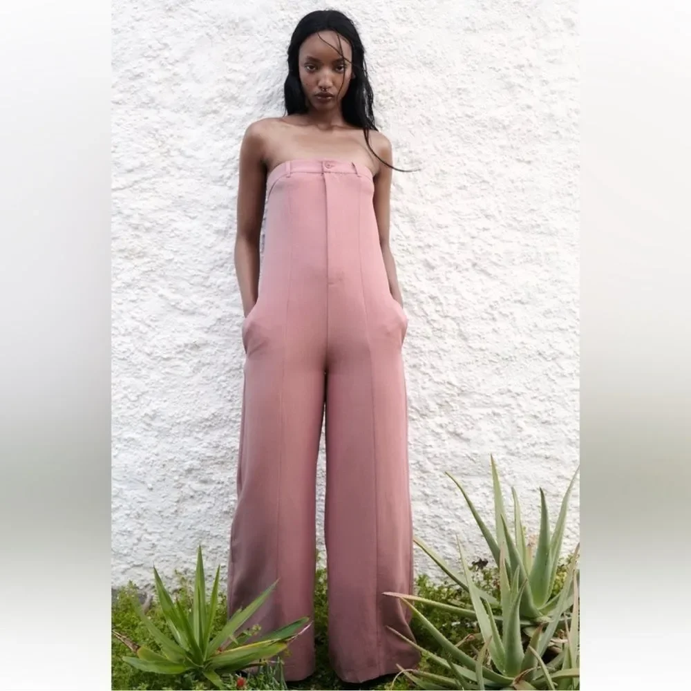 Zara Strapless Mauve Jumpsuit SizeM Great Condition